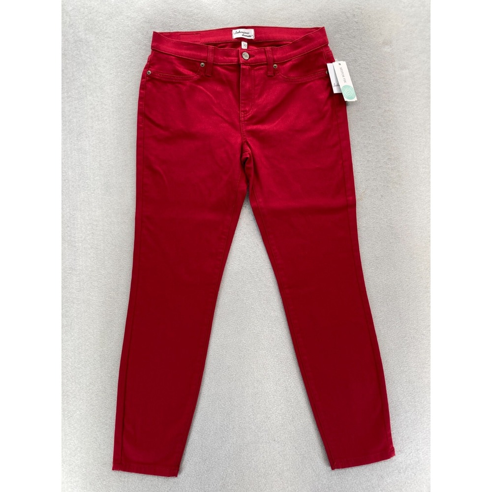 Lakeview Denim Alex Skinny Ankle Jeans Women's 30 Red Stretch Denim Stitch Fix